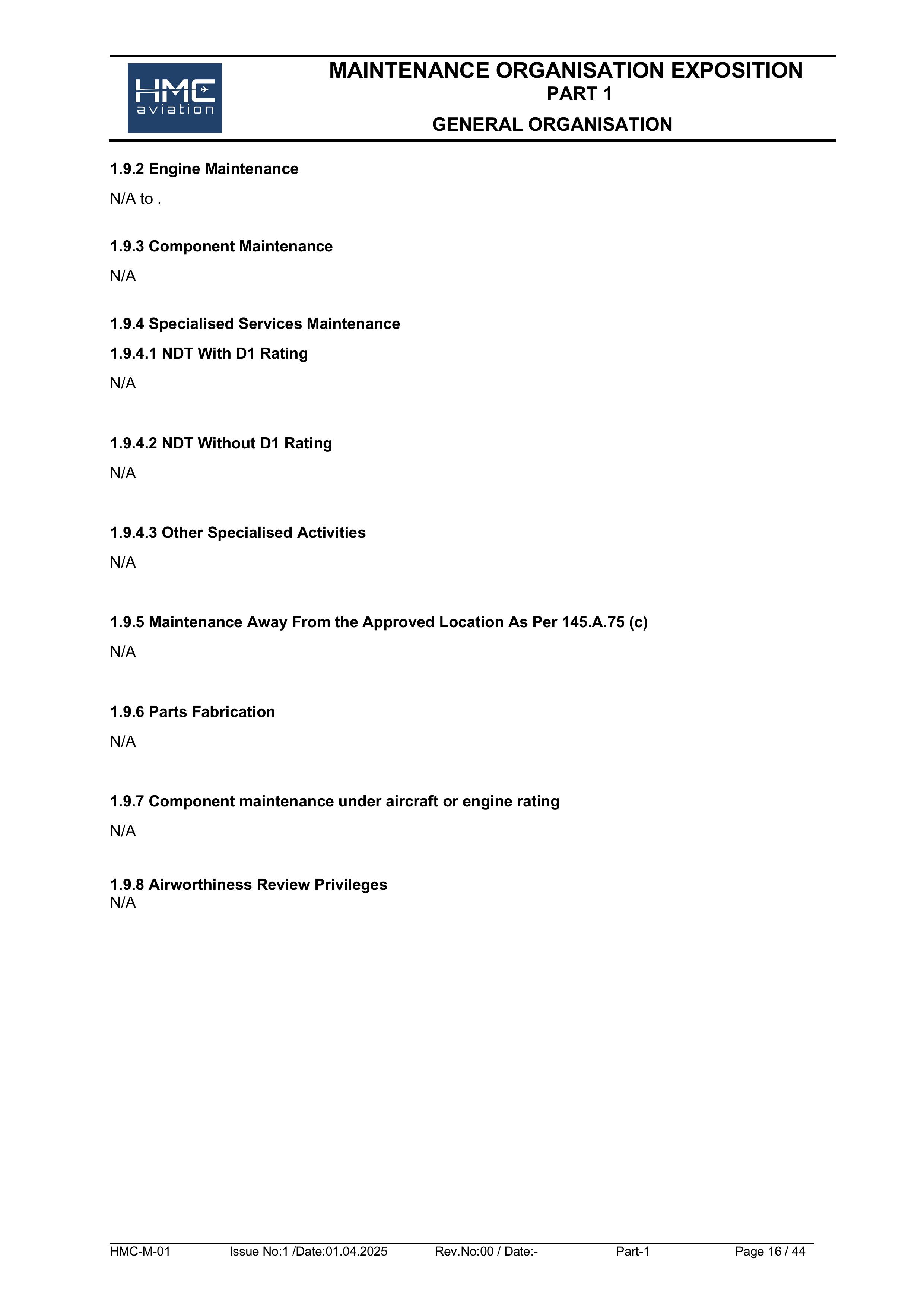 HMC 145.A.10-MOE Supplementary